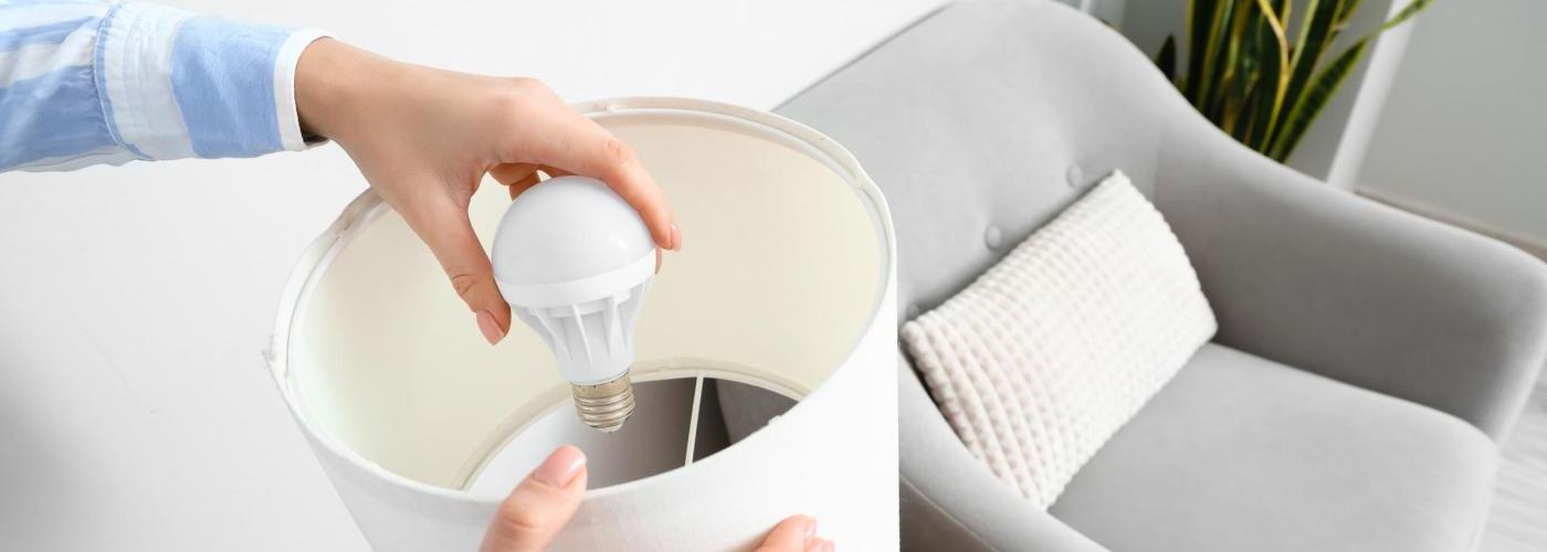 Replacing lightbulb in a lamp with an LED.